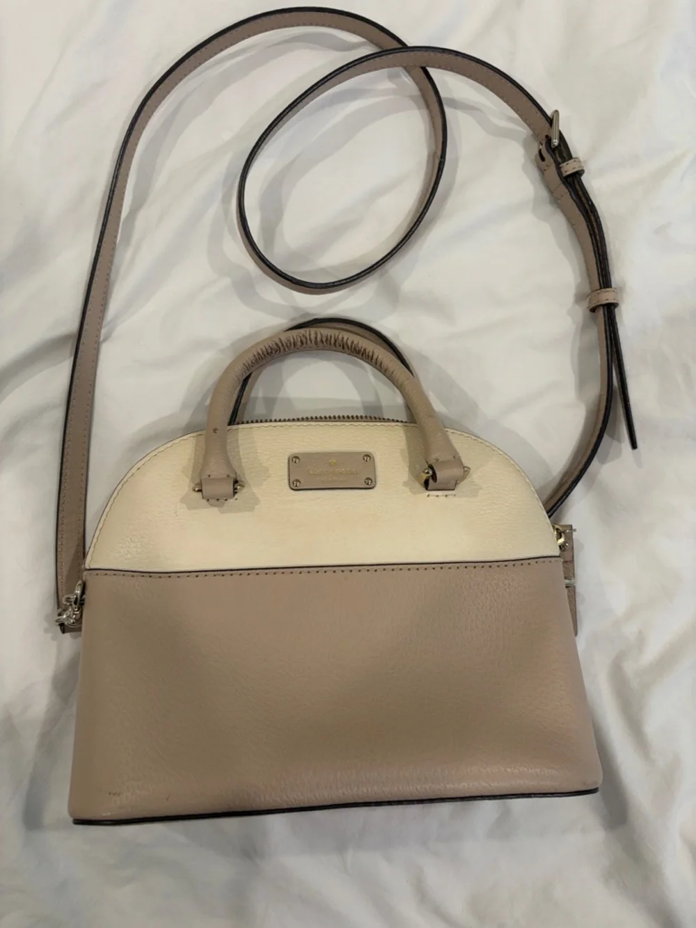 kate spade Two-Tone Dome Satchel in Beige and Cream